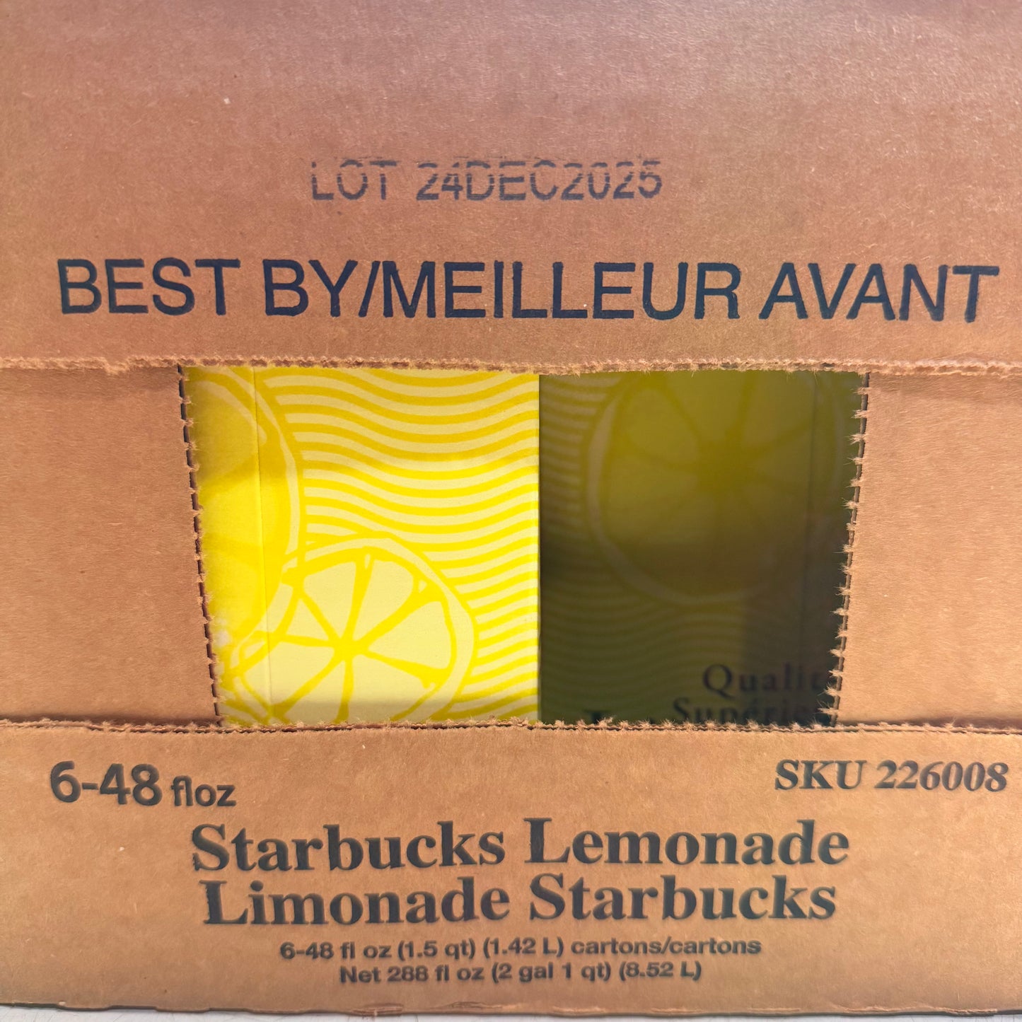 ZA@ STARBUCKS (6 PACK) Premium Lemonade Beverage 48 fl oz per Carton BB 12/25 B