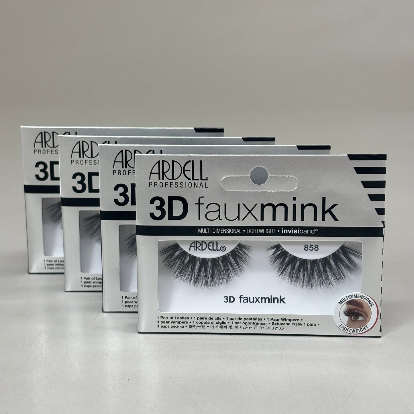ARDELL (4 PACK, 1 PAIR EACH) 3D Fauxmink Multi-Dimensional Rounded Eyelashes 858