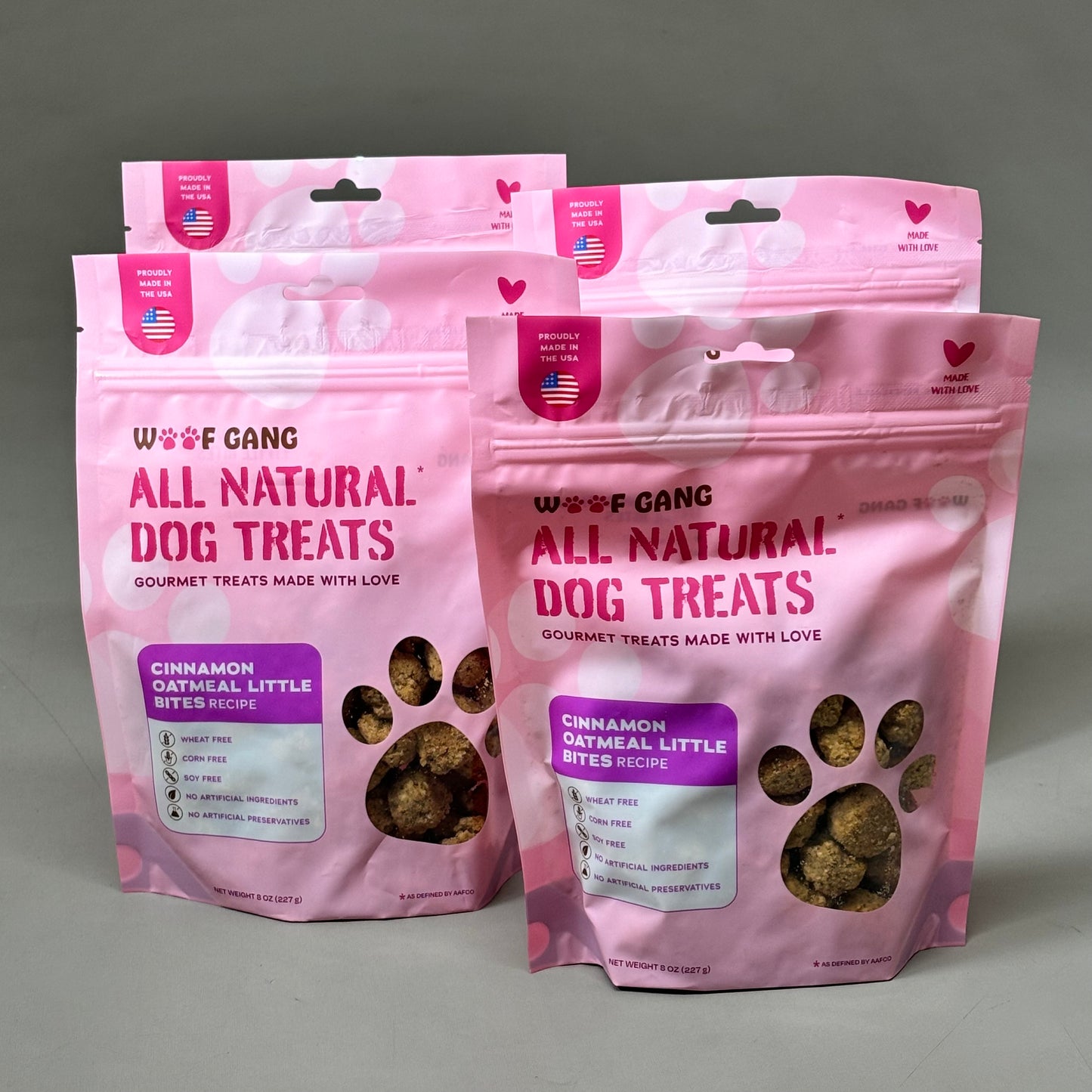 WOOFGANG All Natural Dog Treats 8 oz (4 pack) Cinnamon Oatmeal Little Bites