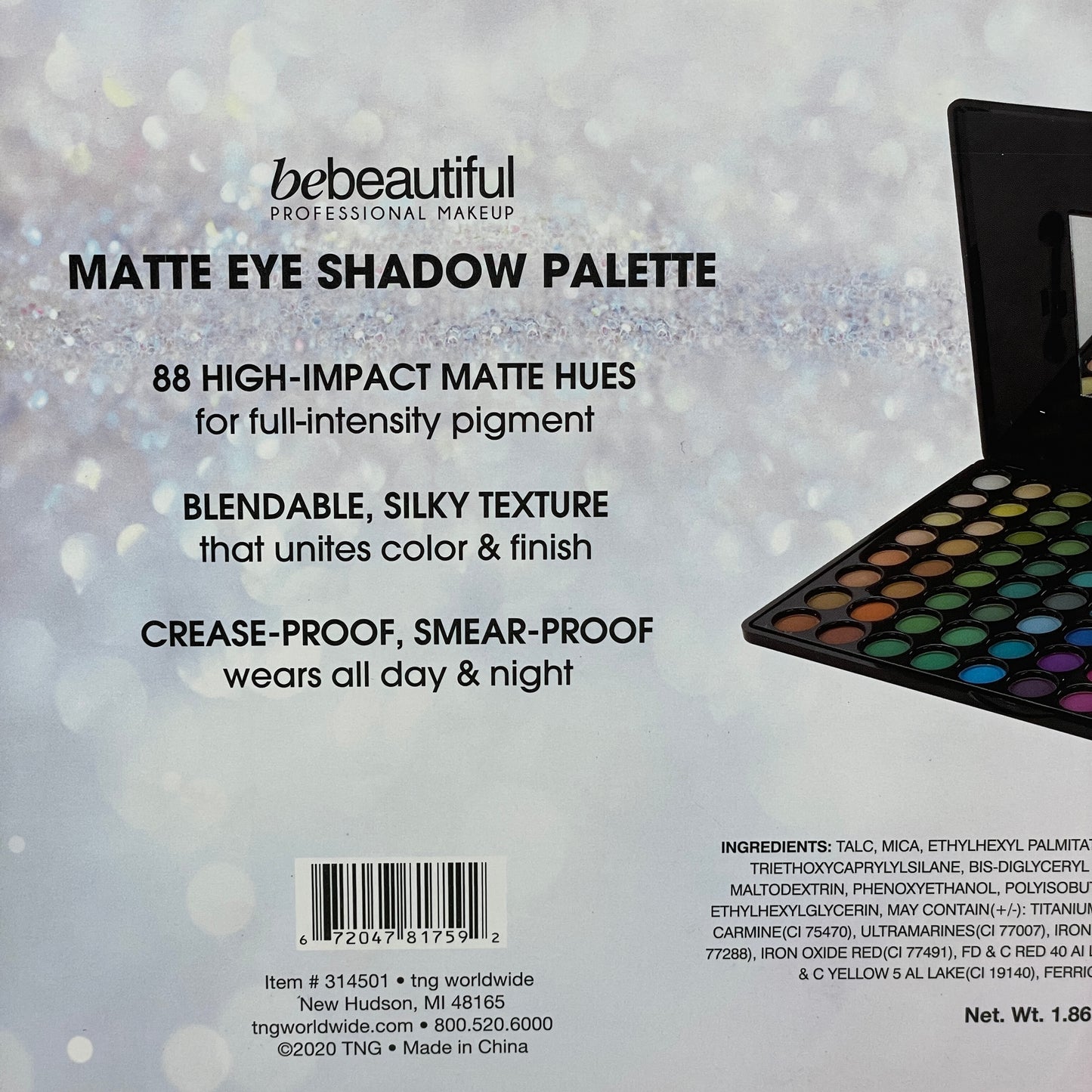 BEBEAUTIFUL Professional Makeup Eye Shadow 88 Matte Palette 314501