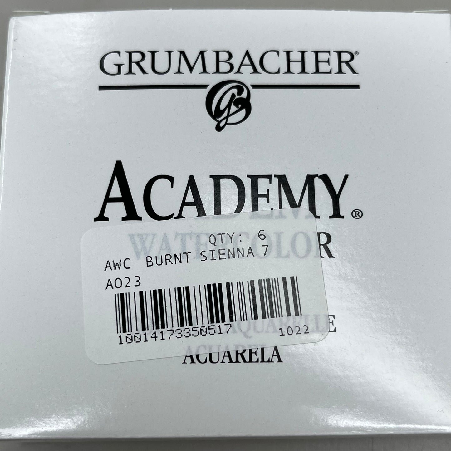 GRUMBACHER 6-PACK! Academy Watercolor Paint Burnt Sienna .25 fl oz / 7.5 ml A023 (New)