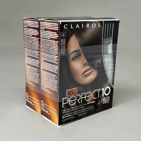 ZA@ CLAIROL (2 PACK) Perfect10 Nicen'Easy High Gloss Hair Dye 4 Dark Brown E