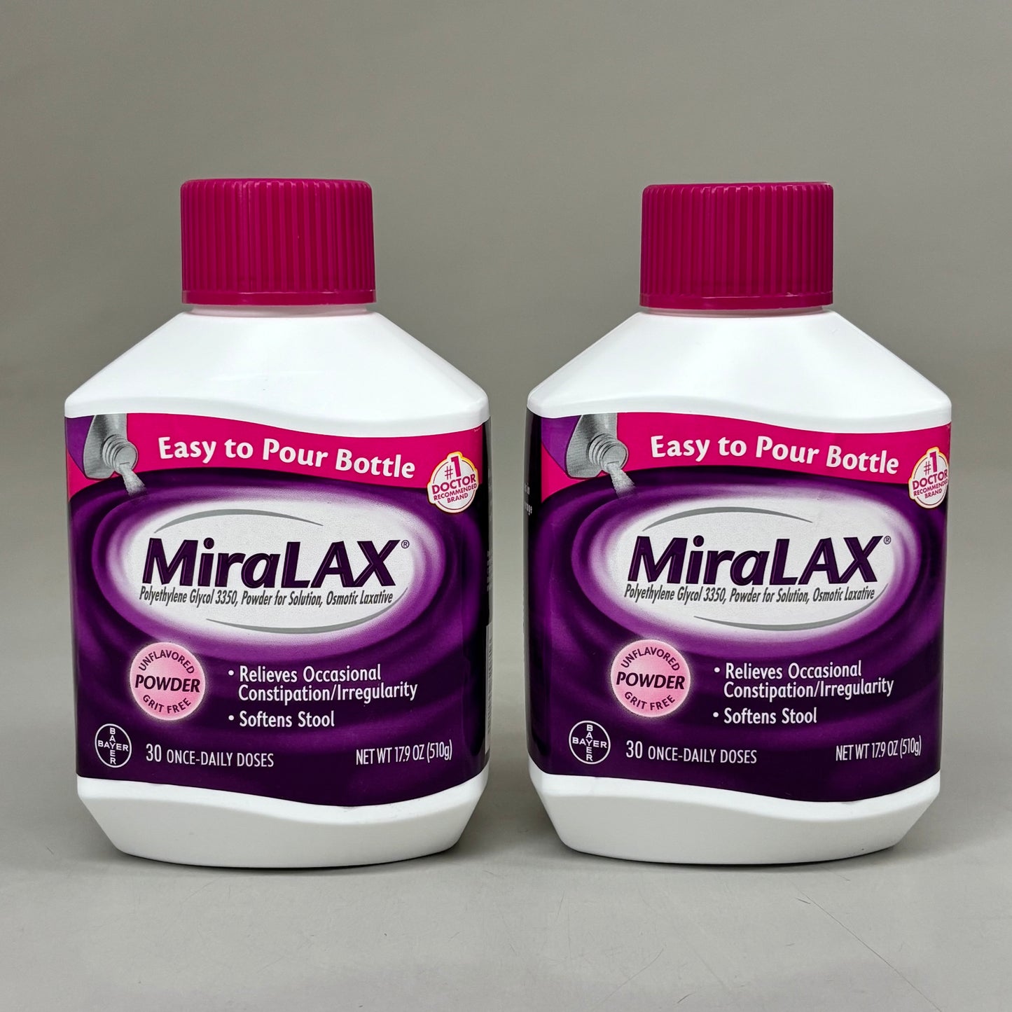 MIRALAX (2 PACK) Laxative Power Gentle Relive for Constipation 179.9 oz BB 11/25