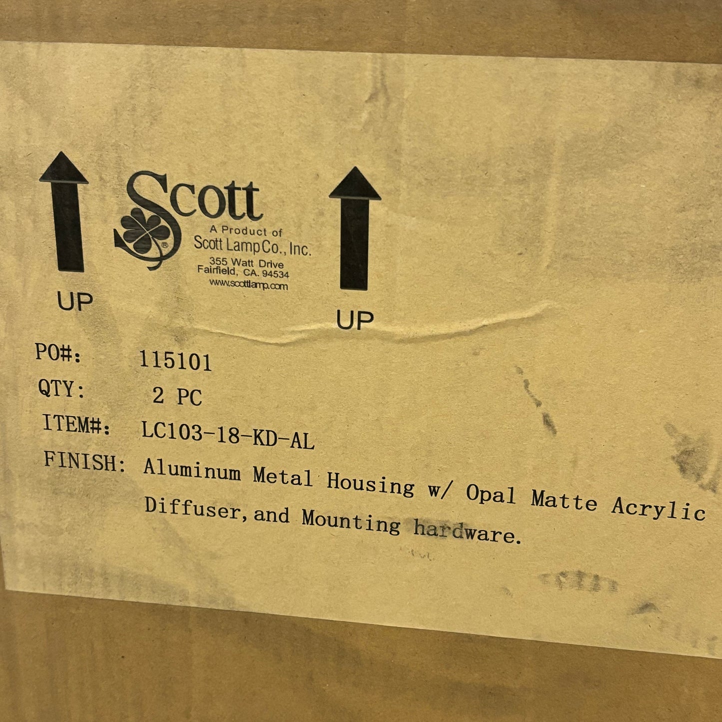 SCOTT LAMP CO. Aluminum Metal Housing Ceiling Lighting Gold/Broze LC103-18-KD-AL