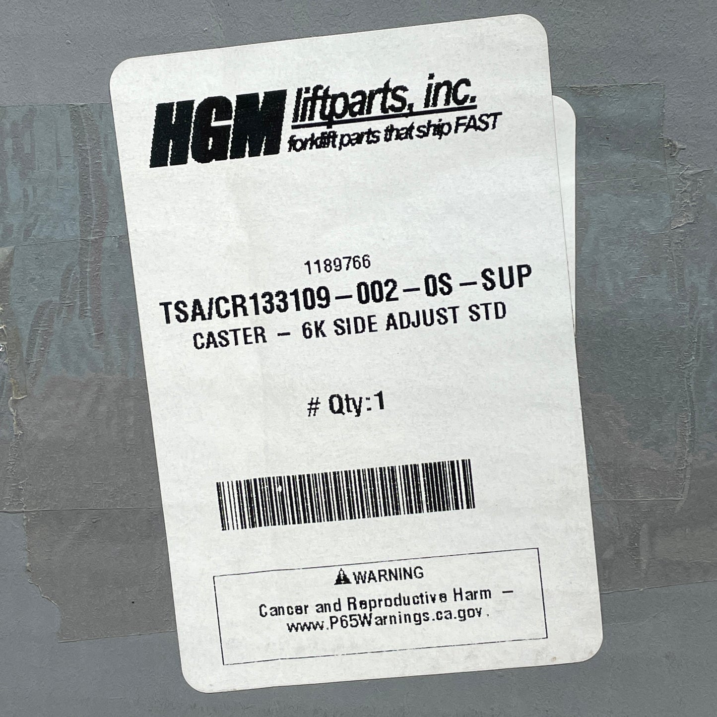 HGM LIFTPARTS, INC. Crown Caster 6k Side Adjust STD 133109-002-0S-SUP