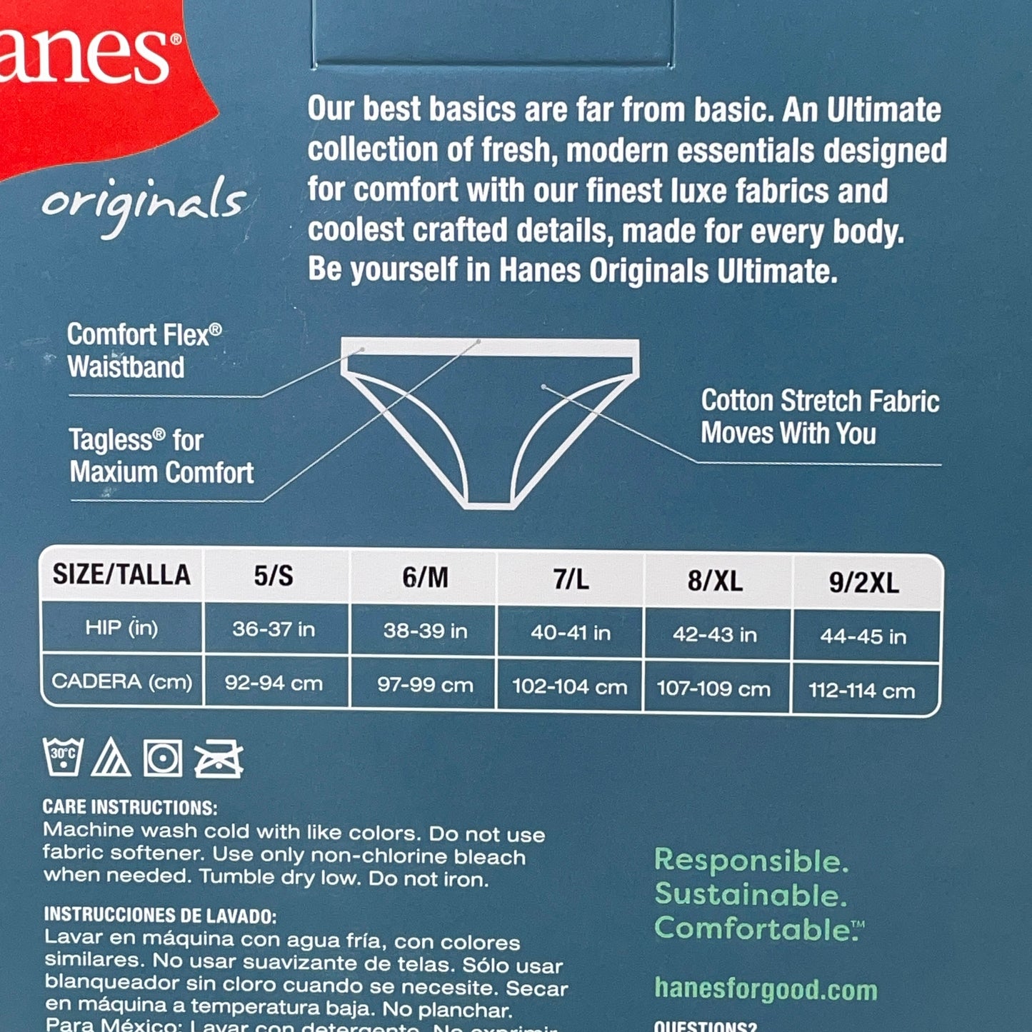 HANES 3 PACK!! Originals Women's Breathable Cotton Bikini Underwear Sz 9/2XL Blue/Buff/Pink 45UOBK