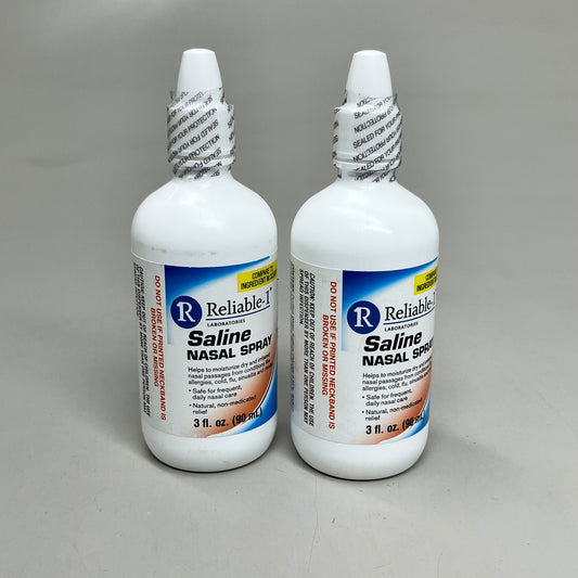 RELIABLE-1 (2 PACK) Saline Nasal Spray 3fl oz (90mL) SM23092 Exp. 12/2026