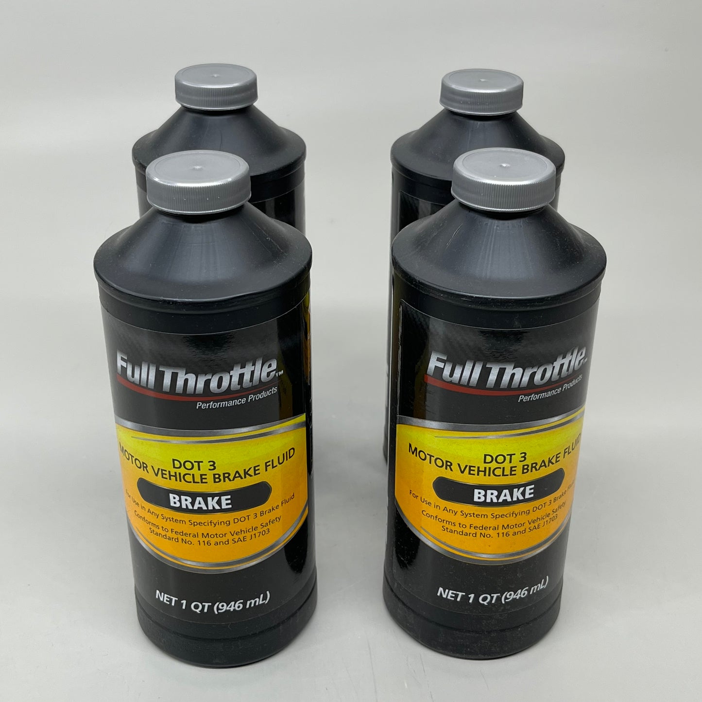 FULL THROTTLE 4-PACK!  Dot 3 Motor Vehicle Brake Fluid Net 1QT (946 mL) FT50103