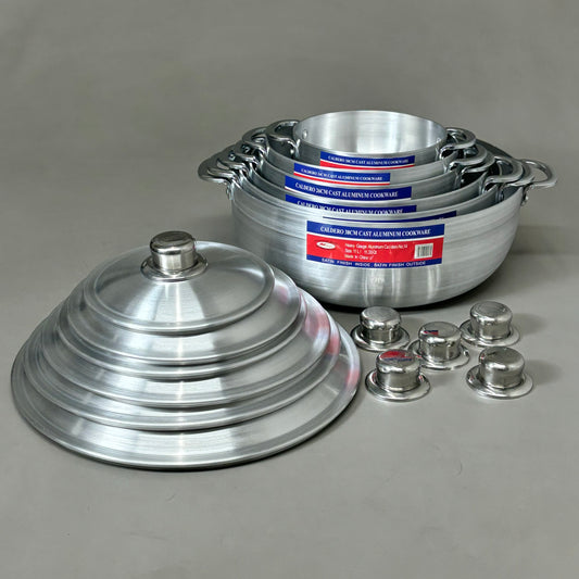 CALDERO (12 PIECE SET) Aluminum Stock Pots Commercial Grade Cooking Chrome 0022