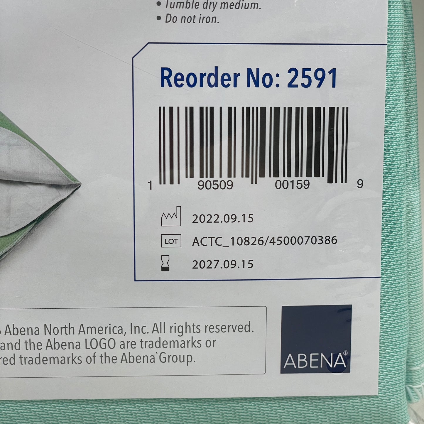 ABENA Home Care Essentials (10 PACK) Washable Bed Underpad 30"x36" Teal 2591