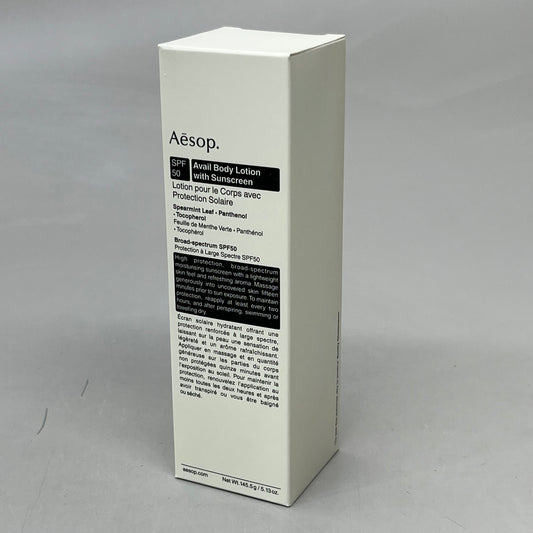 AESOP Avail Body Lotion with Sunscreen SPF50 5.13 oz B20L0122 BB 01/2025