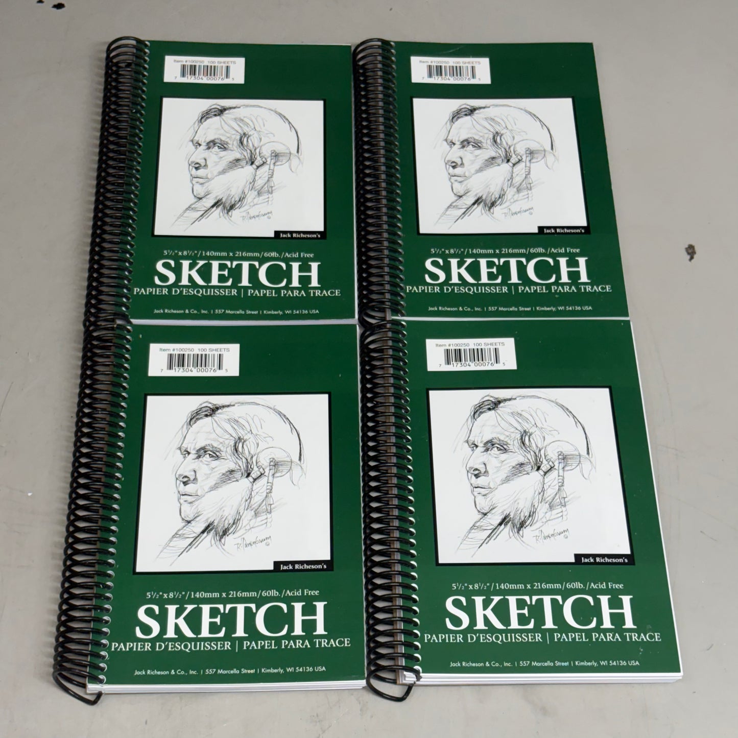 ART ALTERNATIVES (4 Pack) SKETCH PAD SPIRAL .5X8.5 IN 100 pages Green 100250