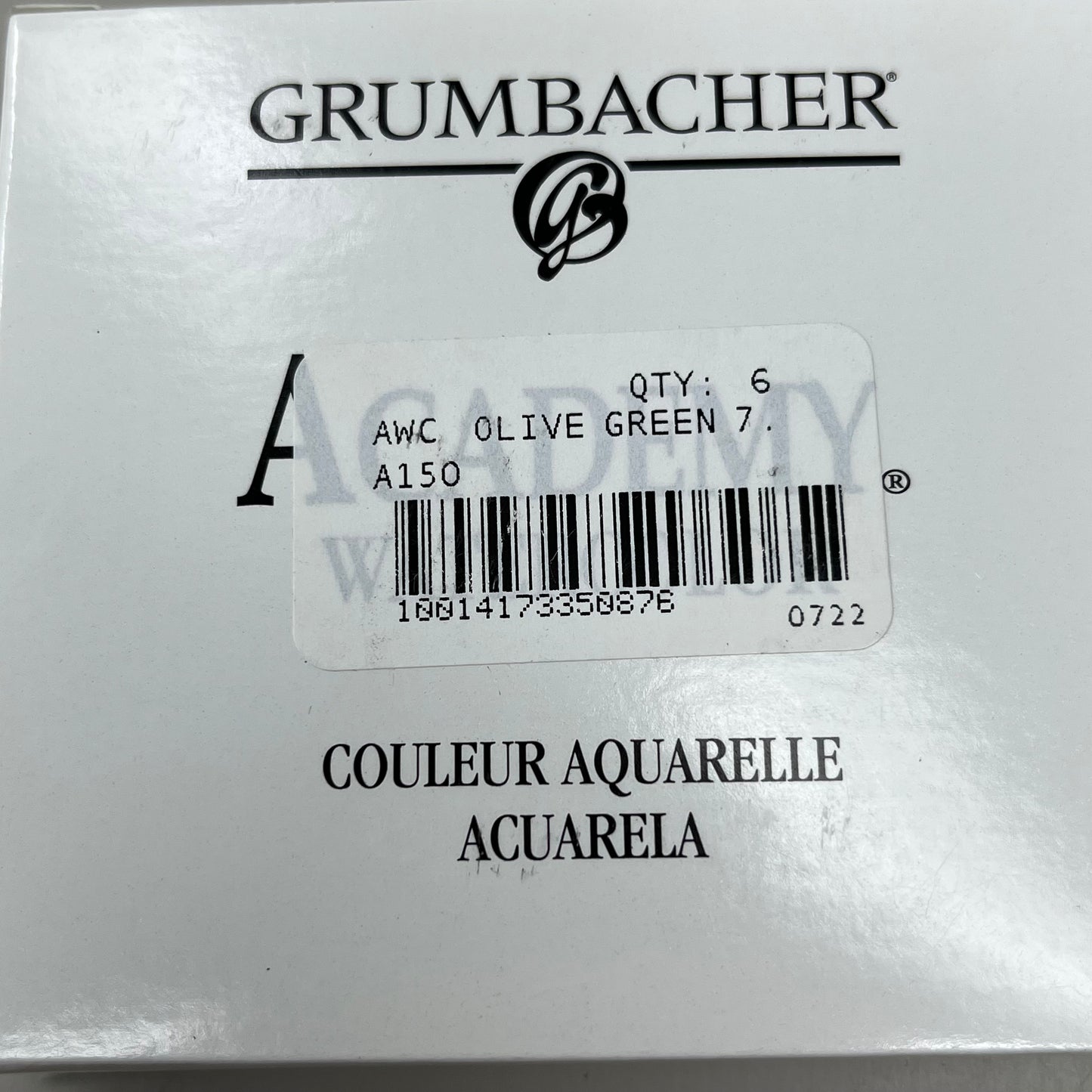 GRUMBACHER 6-PACK! Academy Watercolor Paint Olive Green .25 fl oz / 7.5 ml A150 (New)