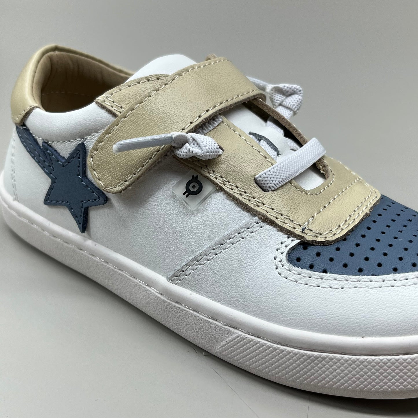 OLD SOLES Runsky Sneakers Leather Shoe Kid’s Sz 29 US 12 Cream/Indigo/Snow #6135