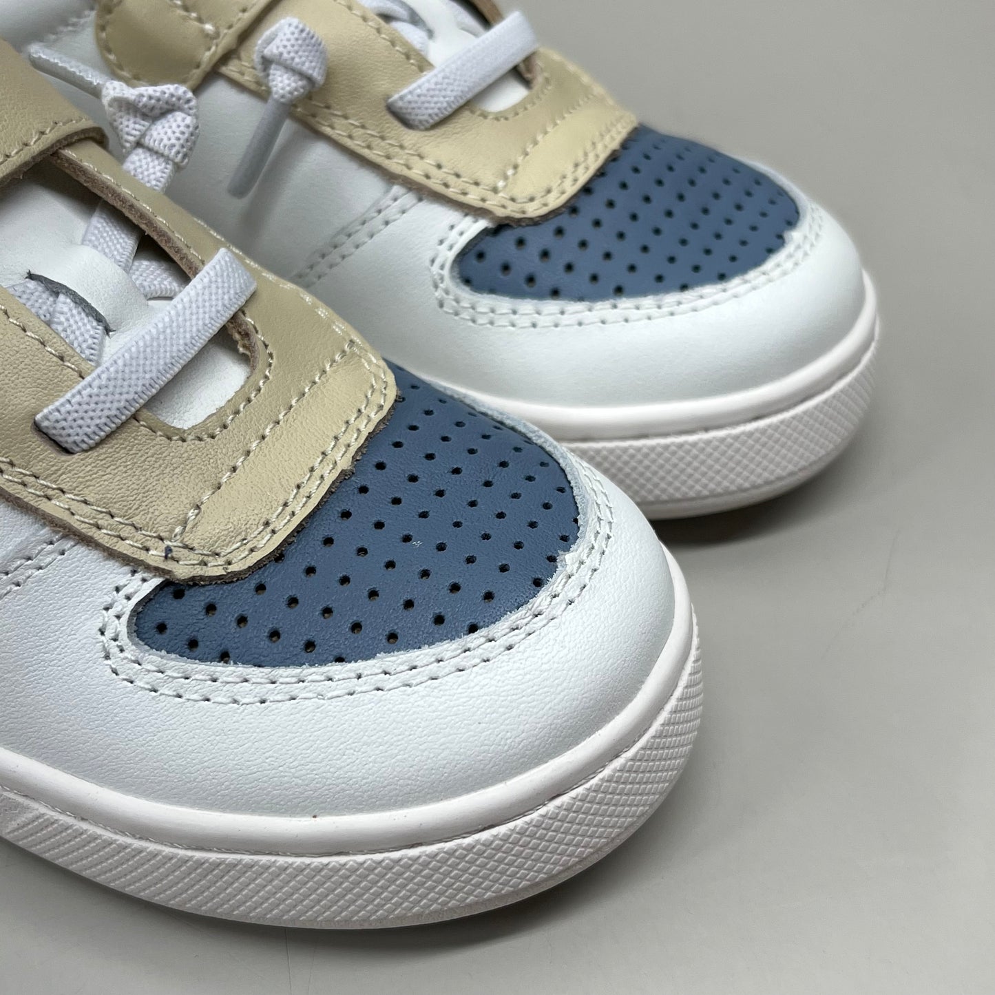 OLD SOLES Runsky Sneakers Leather Shoe Kid’s Sz 26 US 9.5 Cream/Indigo/Snow #6135