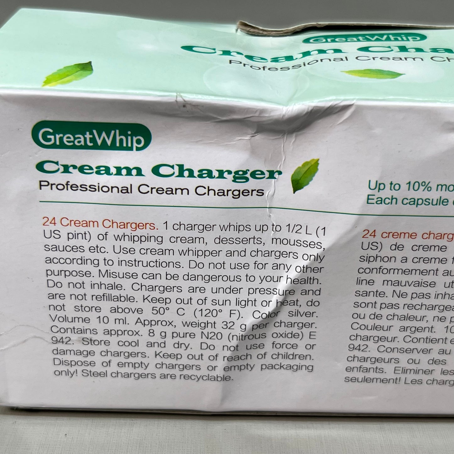 GREATWHIP Mint Cream Chargers 24 Pack Best By 03-28-2026 (New)