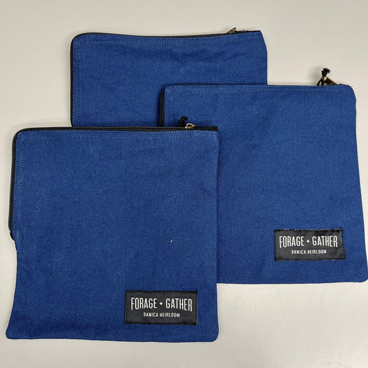 DANICA HEIRLOOM 3-PACK! Forge + Gather Snack Bag 8" x 8.5"  Navy Blue 3027003 (New)