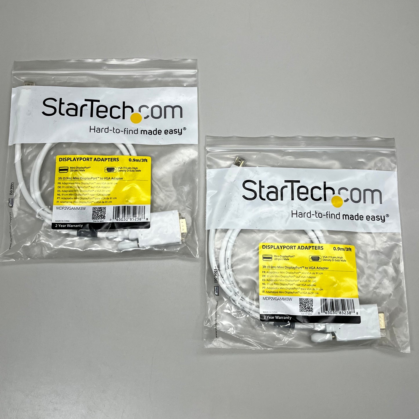 STARTECH.COM (2PK!) DisplayPort to VGA Adapter Converter Cable 3ft/0.9m White