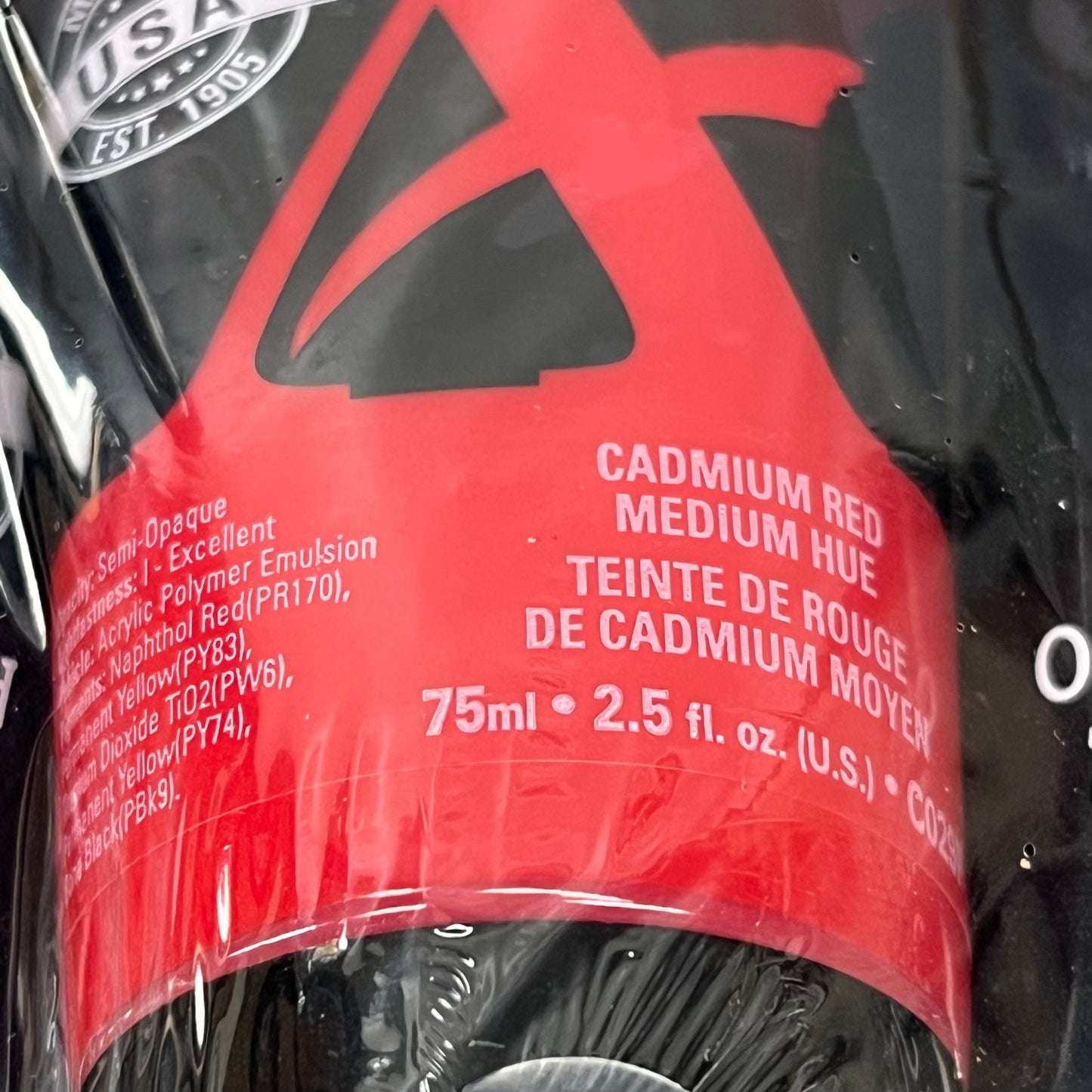 GRUMBACHER 3-PACK! Academy Acrylic Cadmium Red 2.5 fl oz / 75 ml C029P (New)