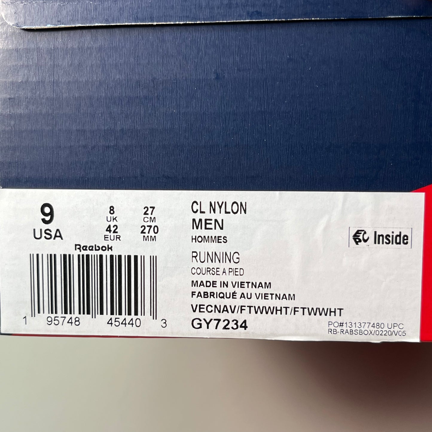 REEBOK Classic Nylon Men's Running Shoes U.S/Sz-9 Blue/White GY7234 (New)