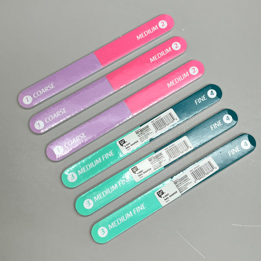 WALGREENS (6 PACK!) 4-Way Nail Shaper Nail File Coarse to Fine 7" WIC 254451