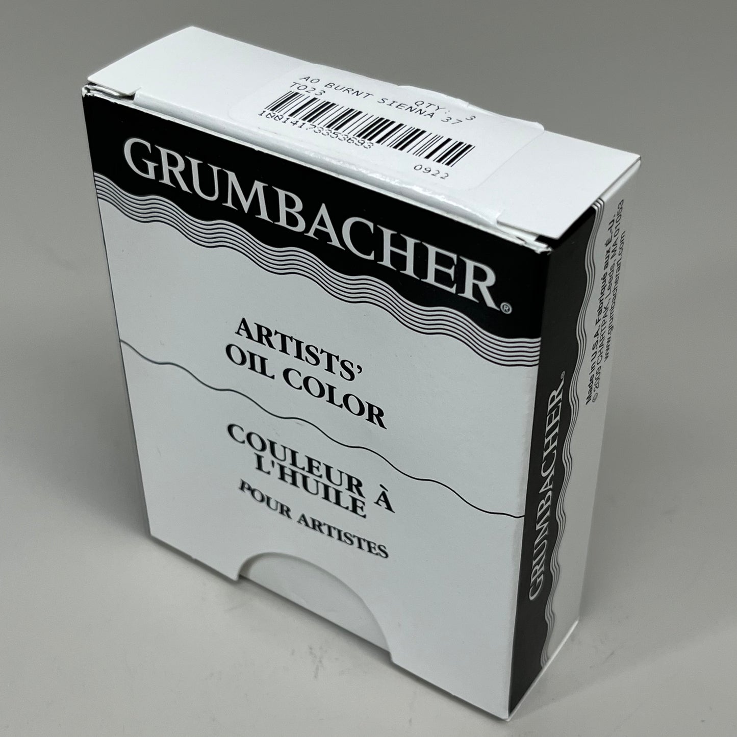 GRUMBACHER 3-PACK! Oil Paint Burnt Sienna 1.25 fl oz / 37 ml T023 (New)
