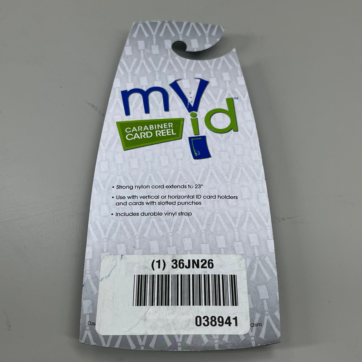 MYID 2-PACK! ID Carabiner Card Reel Badge Holder Extends to 23" Grey 038941 (New)