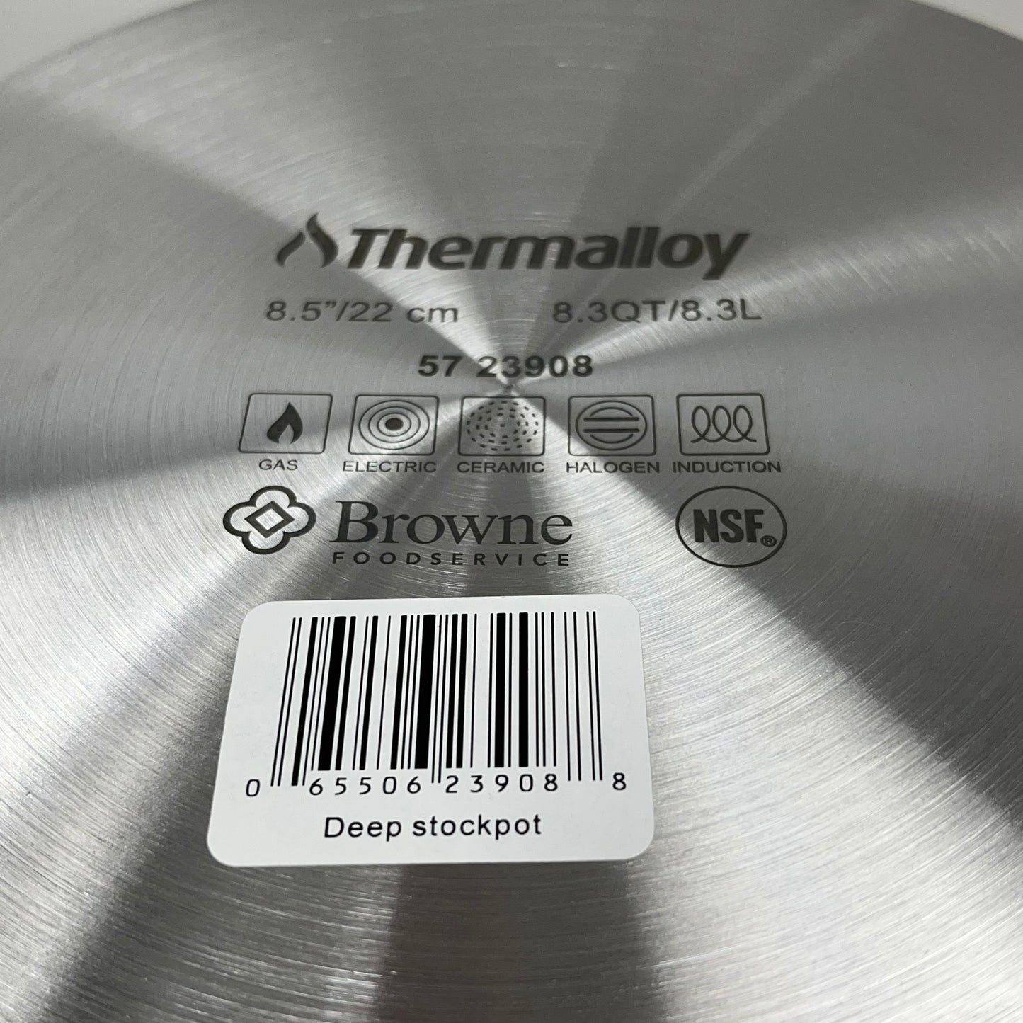 BROWNE Thermalloy Deep Stock Pot 8.3 Qt 8.5" x 8.5" 5723908 (New)