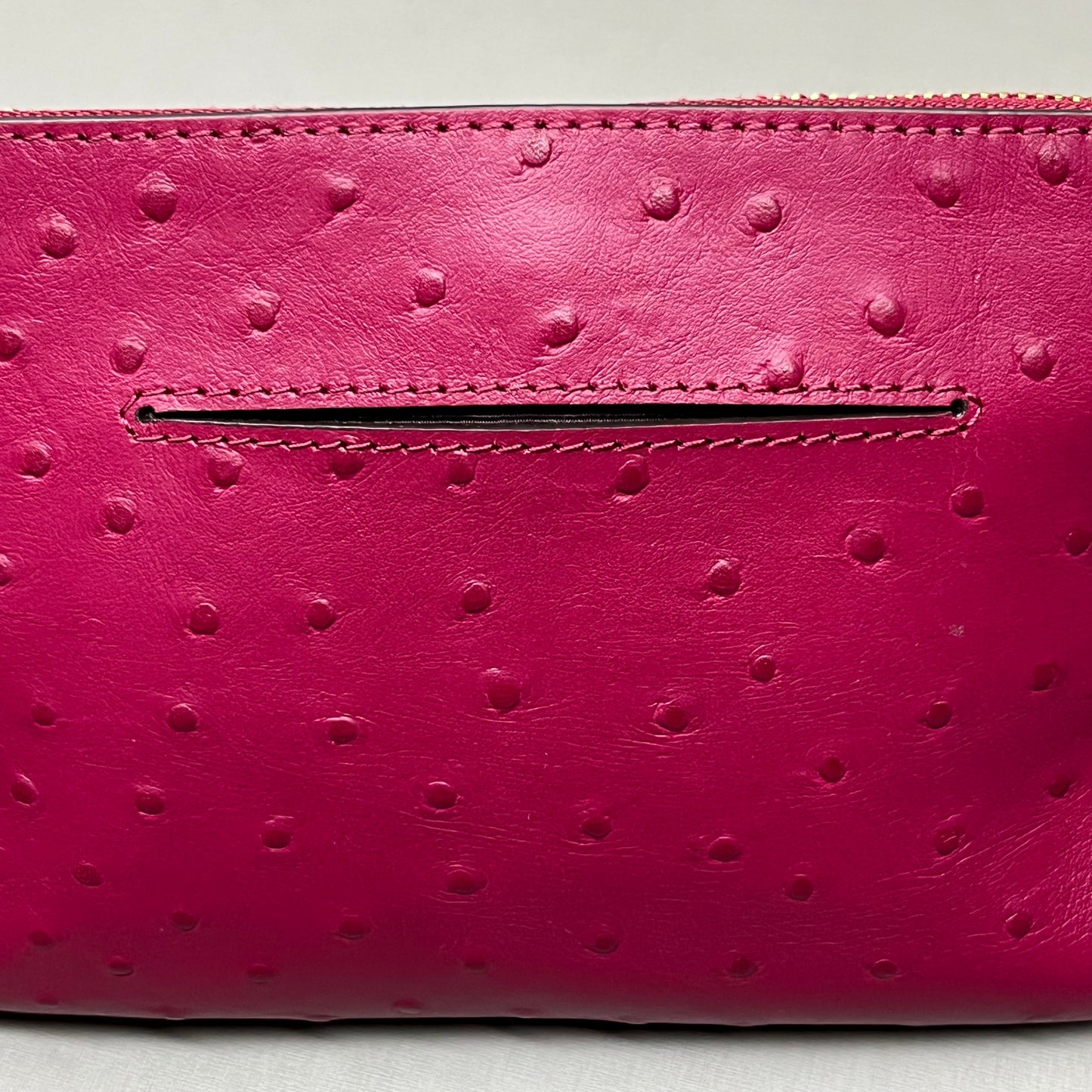 COACH Ostrich Large Leather Wristlet Wallet Phone Case With Chain Pink F79891 (New)