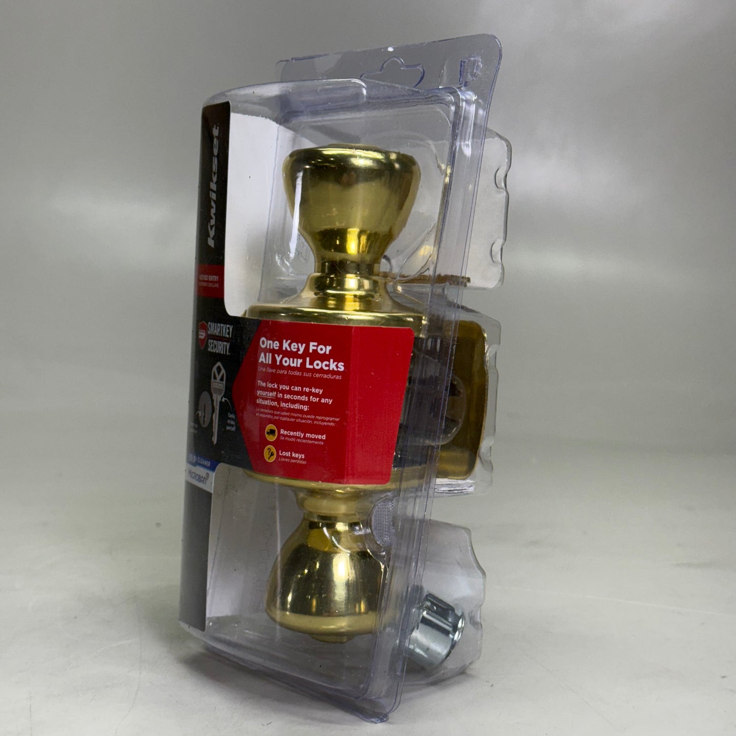 KWIKSET Smartkey Security Keyed Entry Door Knob w/ Microban Gold 94002-951