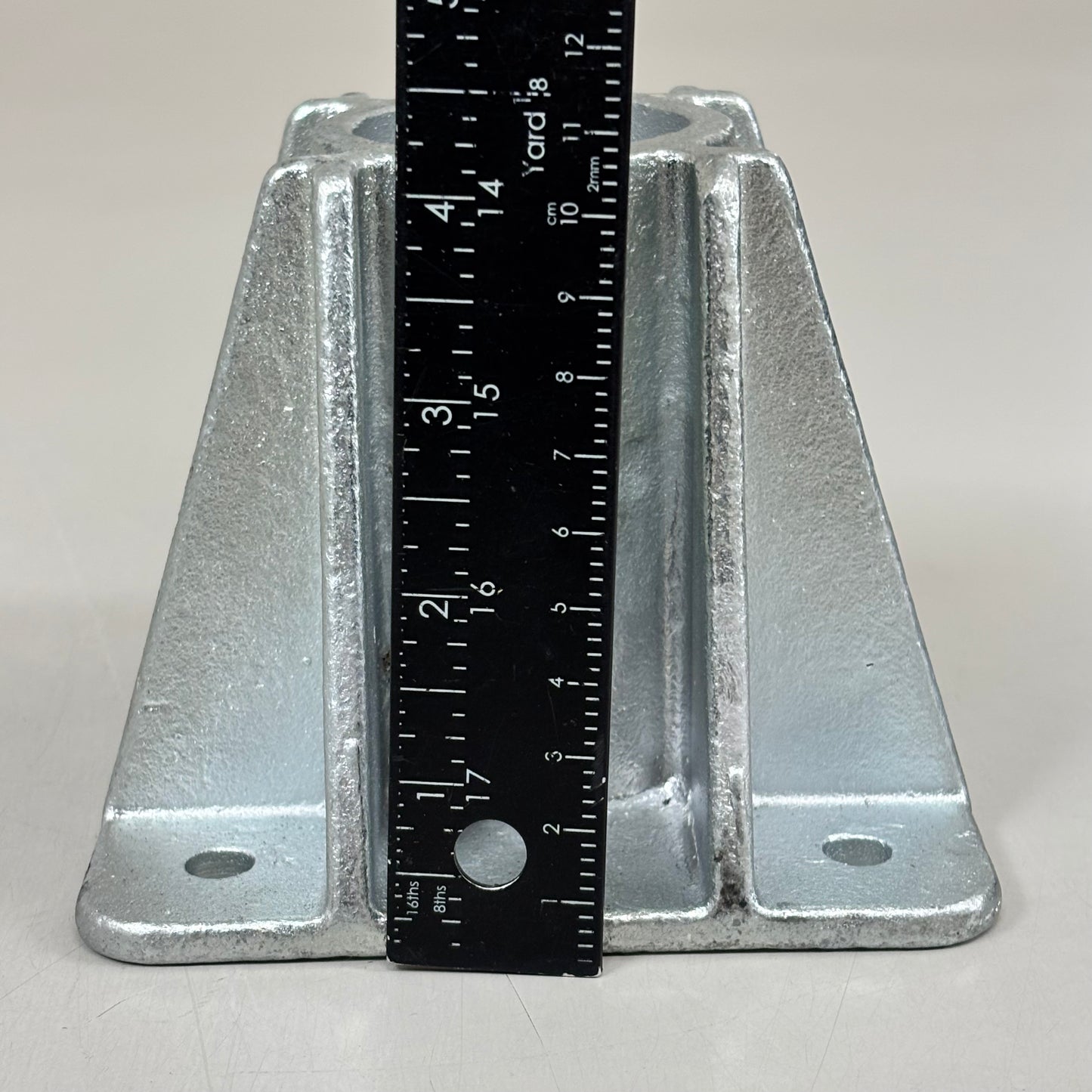 VESTIL (2 PACK) Steel Pipe Safety Railing Cast Steel 5"x4" w/ 2" Socket Hole Silver