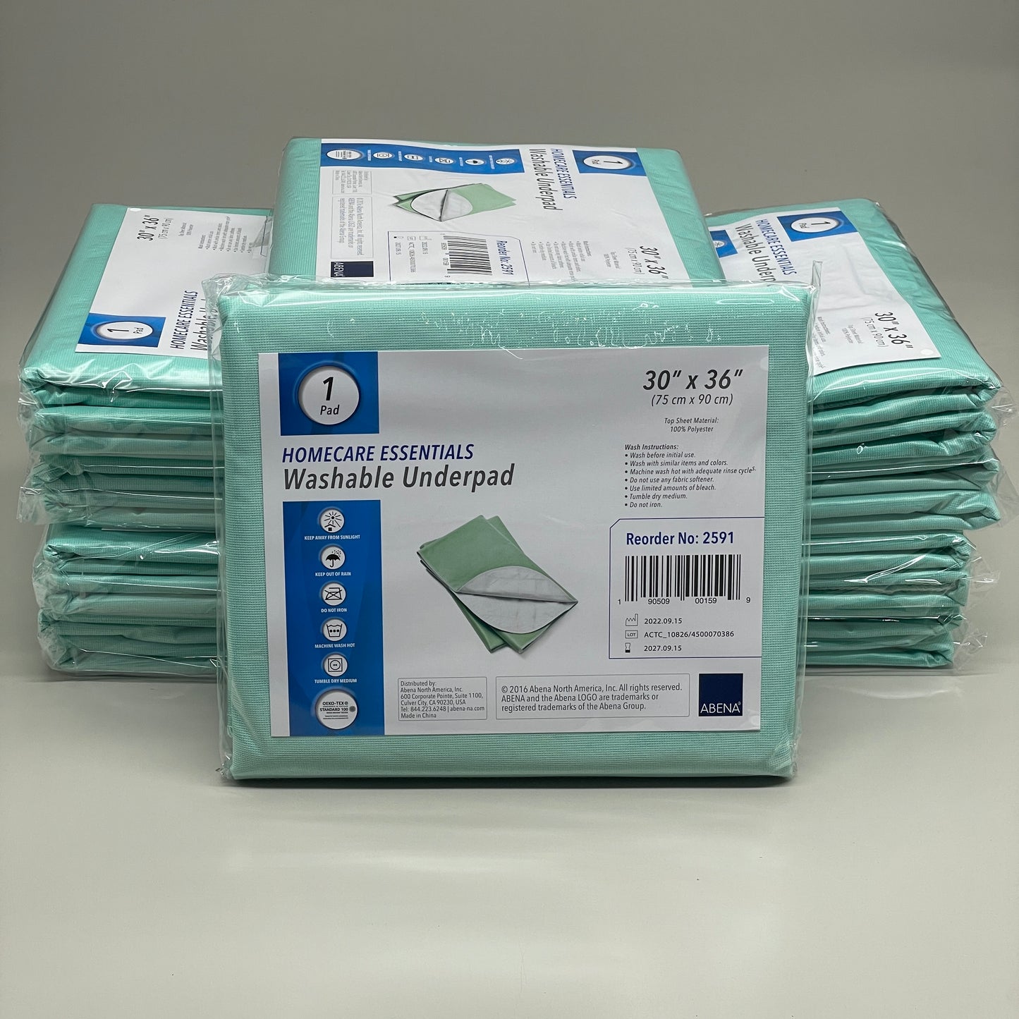 ABENA Home Care Essentials (10 PACK) Washable Bed Underpad 30"x36" Teal 2591