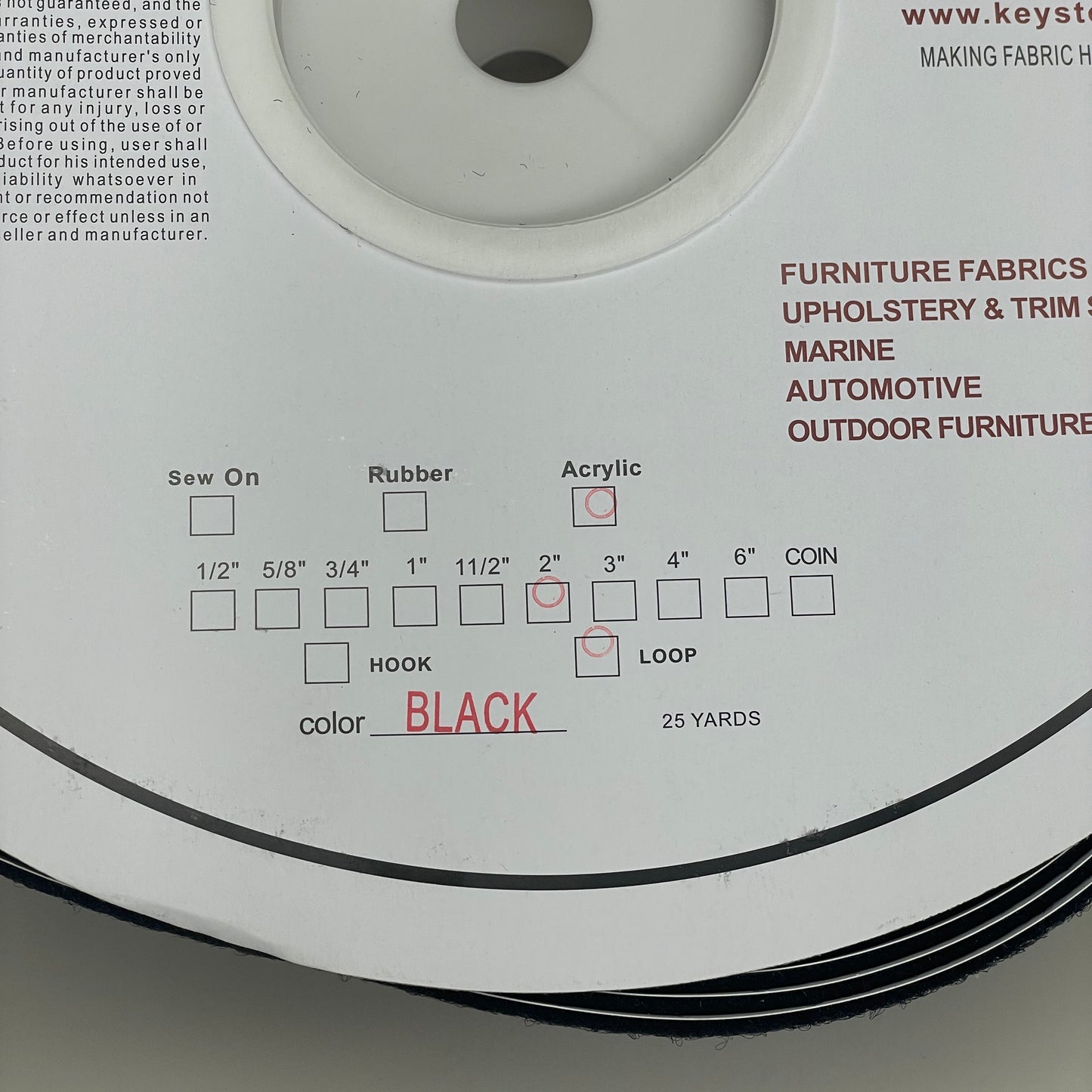 KEYSTON BROS 2" Pressure Sensitive Acrylic Based Adhesive Loop 25 yds Black KY2LBHT