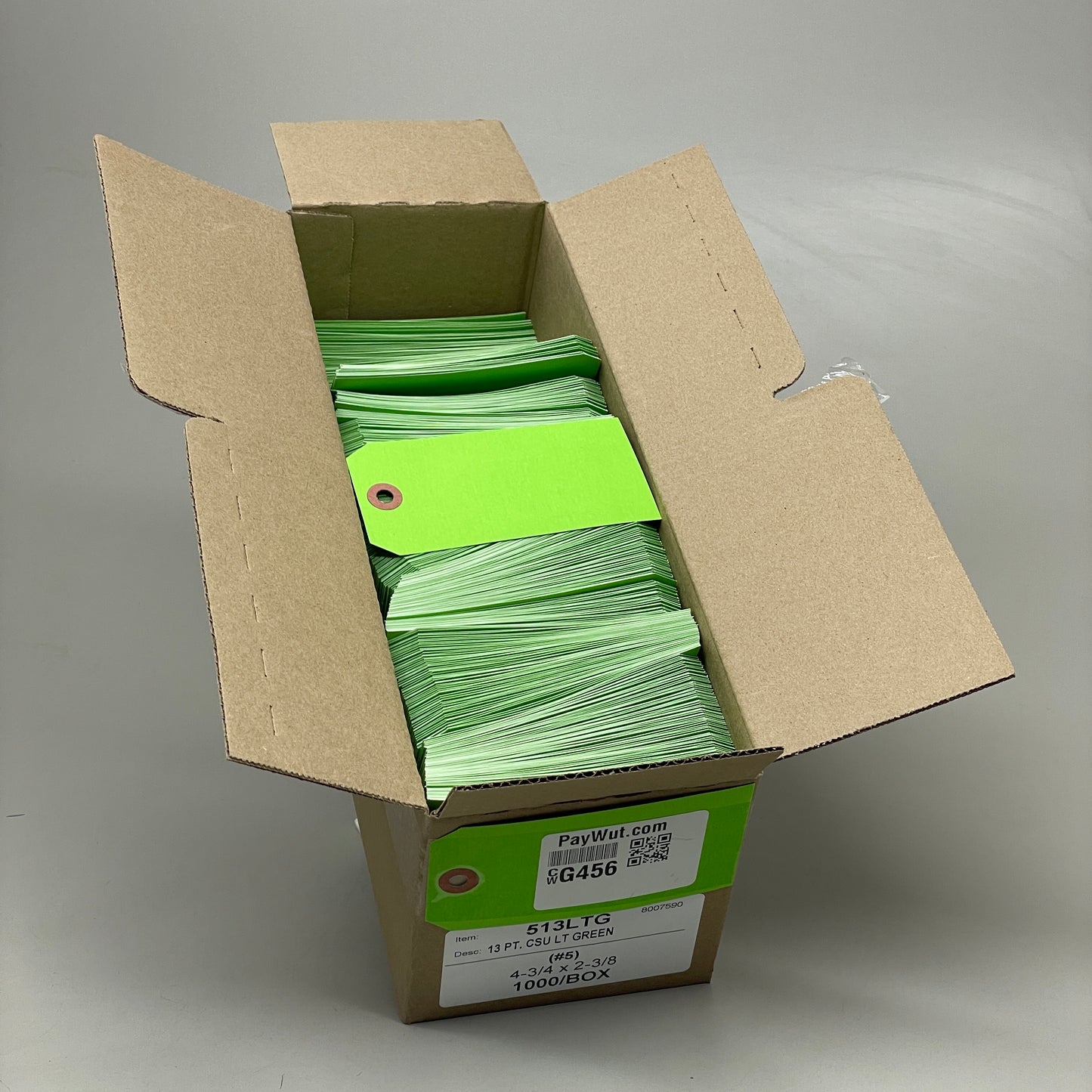 1,000 Shipping Hang Tags Light Green 13 Pt. Cardstock 4 3/4" x 2 3/8" 513LTG