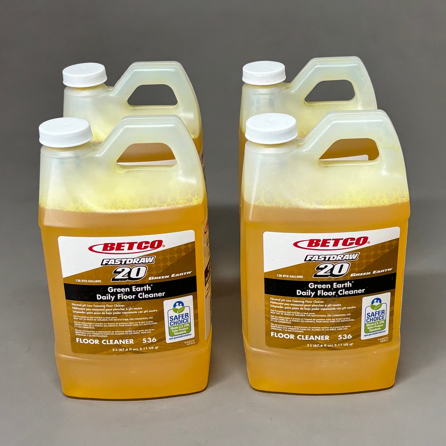 BETCO (4 PACK, 2 LITER EACH) Green Earth Daily Floor Cleaner Fastdraw 20 53647