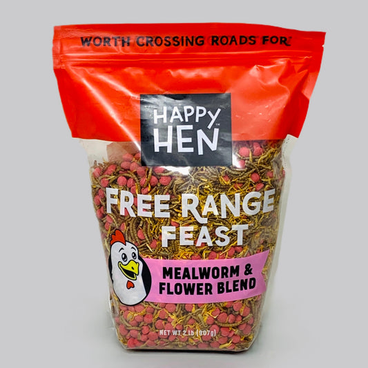 HAPPY HEN Free Range Feast Mealworm & Flower Blend 2 lbs 810029430005