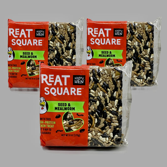 HAPPY HEN (3 PACK) Treat Square Mealworm & Seed 6 oz 855297003407