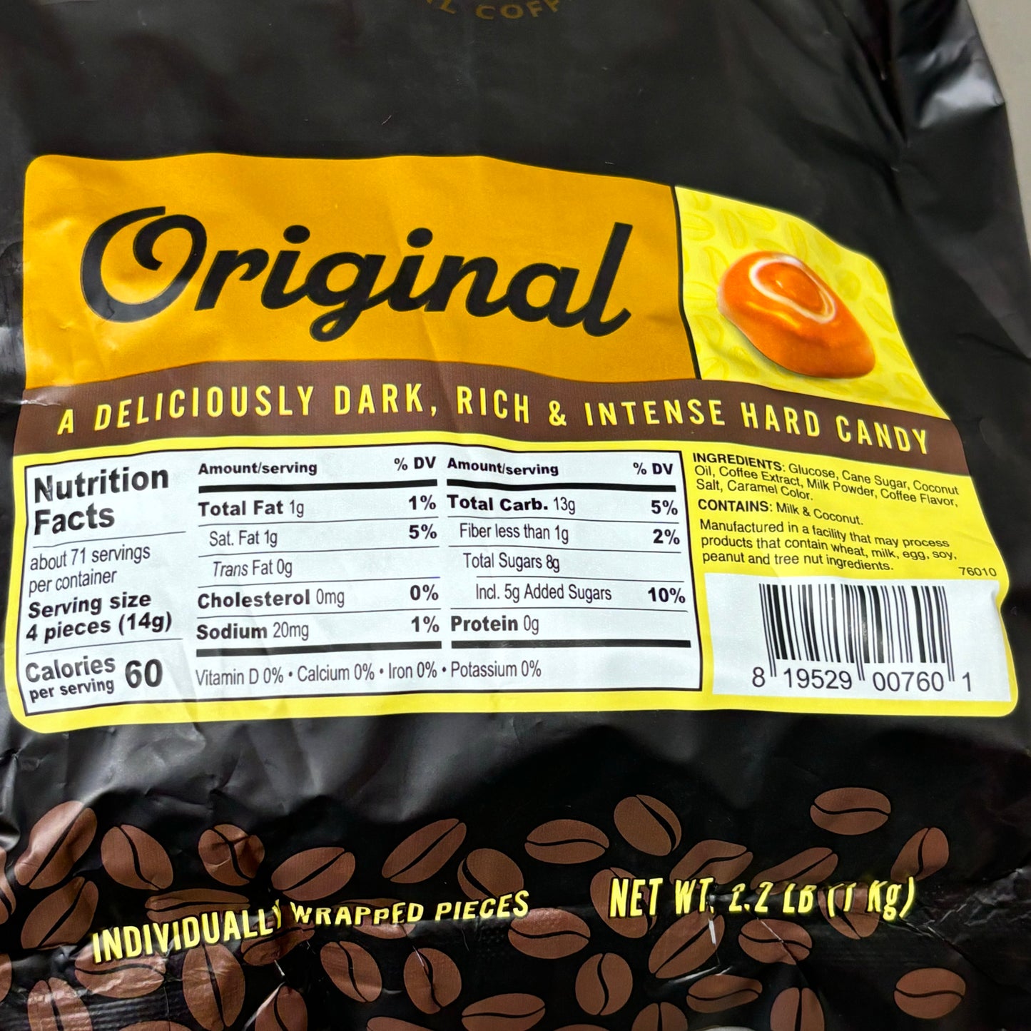 BALI'S BEST (280 PACK) Coffee Candy Original Coffee Flavor 2.2lb Bag