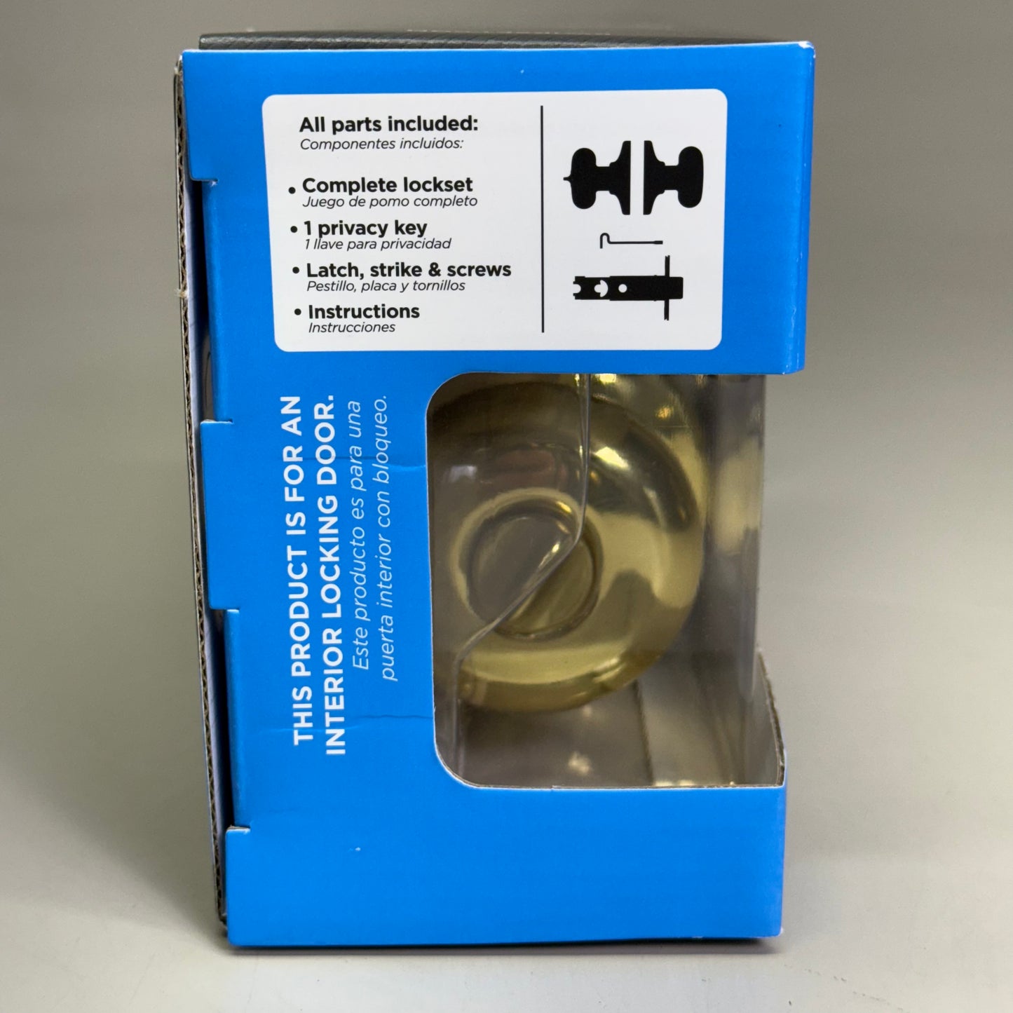 KWIKSET Bed & Bath Door Knob w/ Microban Polished Brass 97300-827