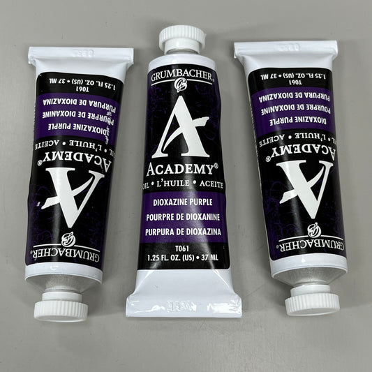 GRUMBACHER 3-PACK! Oil Paint Dioxazine Purple 1.25 fl oz / 37 ml T061 (New)