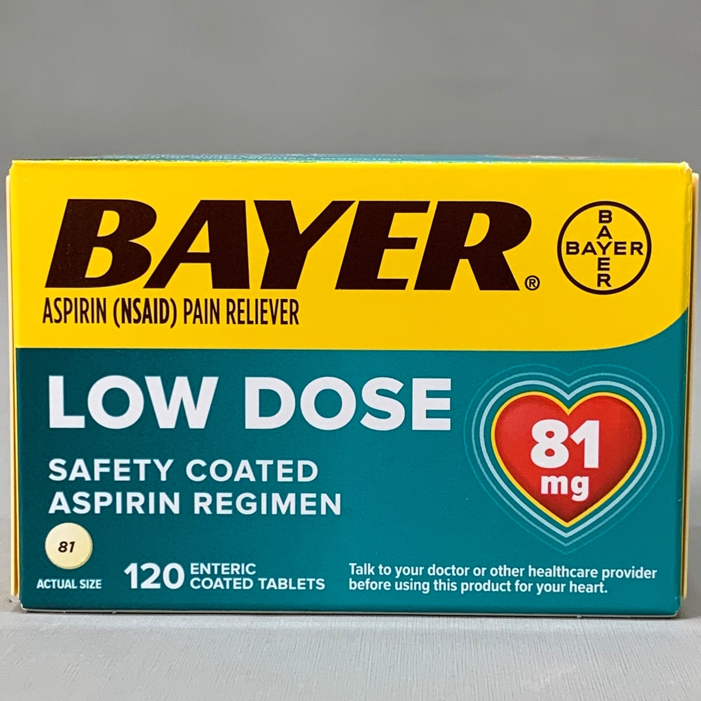 BAYER 6-PACK Aspirin Pain Reliever Low Dose 120 Tablets 81 mg BB 11/24