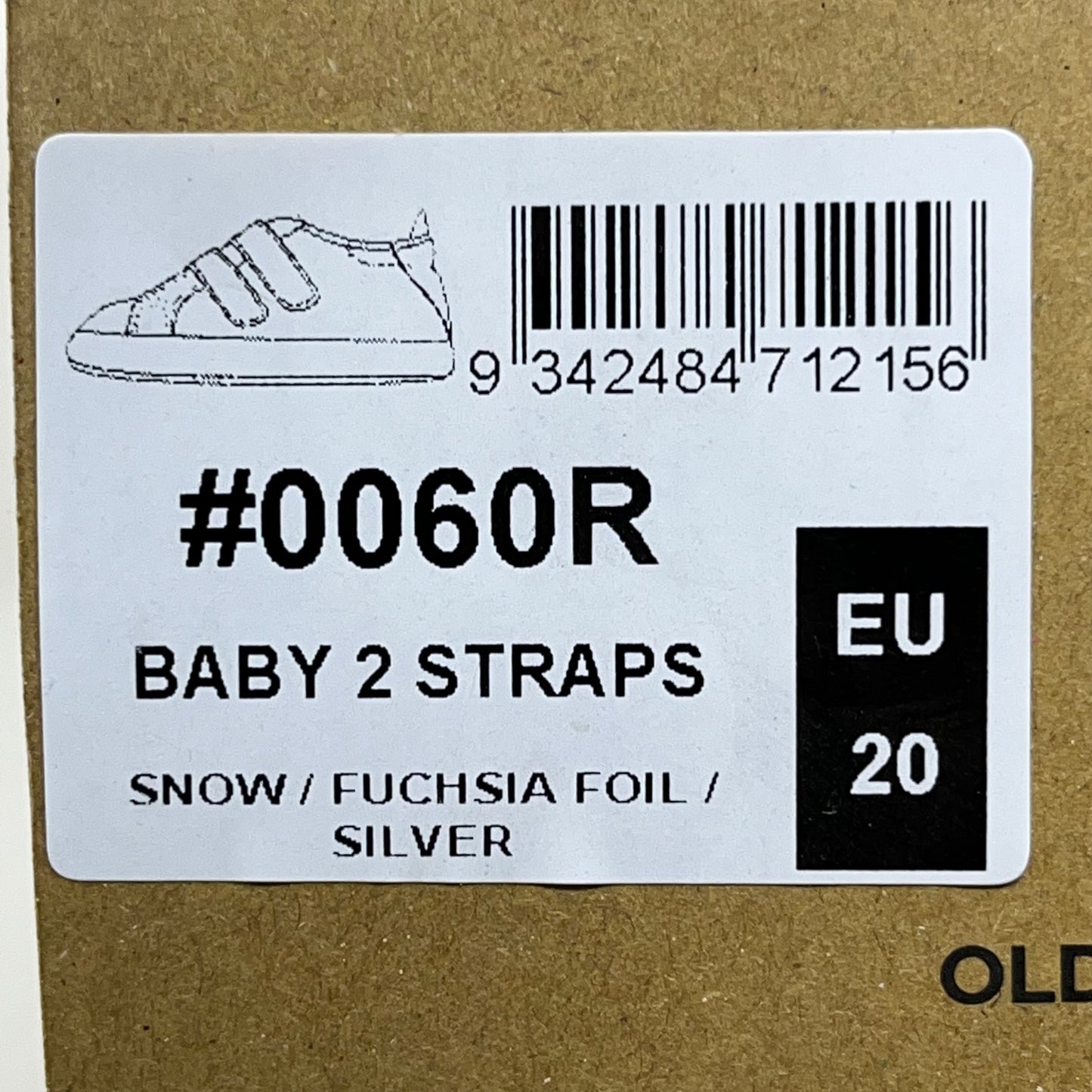 OLD SOLES Baby 2 Straps Leather Shoe Sz 4 EU 20 Snow/Fuchsia Foil/Silver #0060R