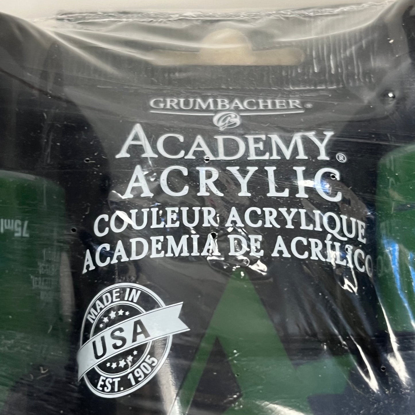 GRUMBACHER 3-PACK! Academy Acrylic Sap Green 2.5 fl oz / 75 ml C187P (New)