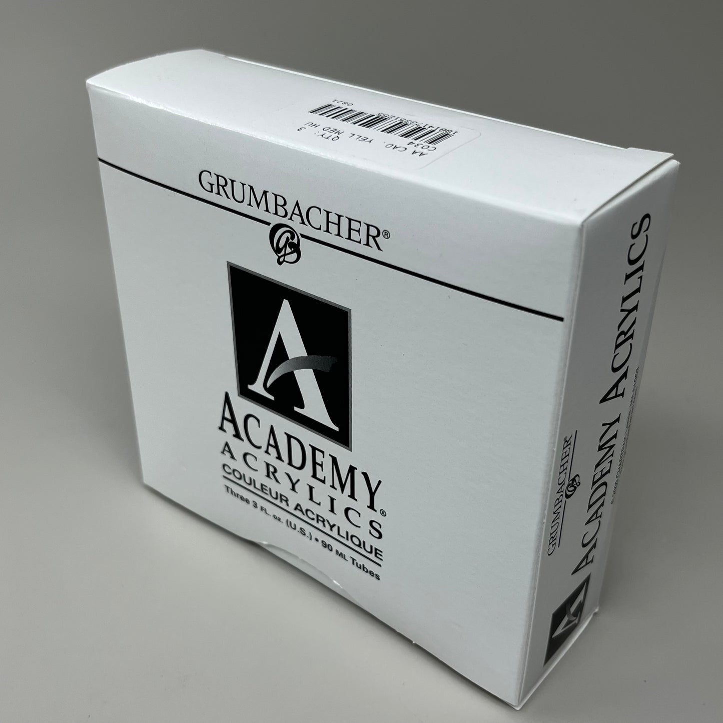 GRUMBACHER 3-PACK! Acrylic Paint Cadmium Yellow 3 fl oz / 90 ml C034 (New)