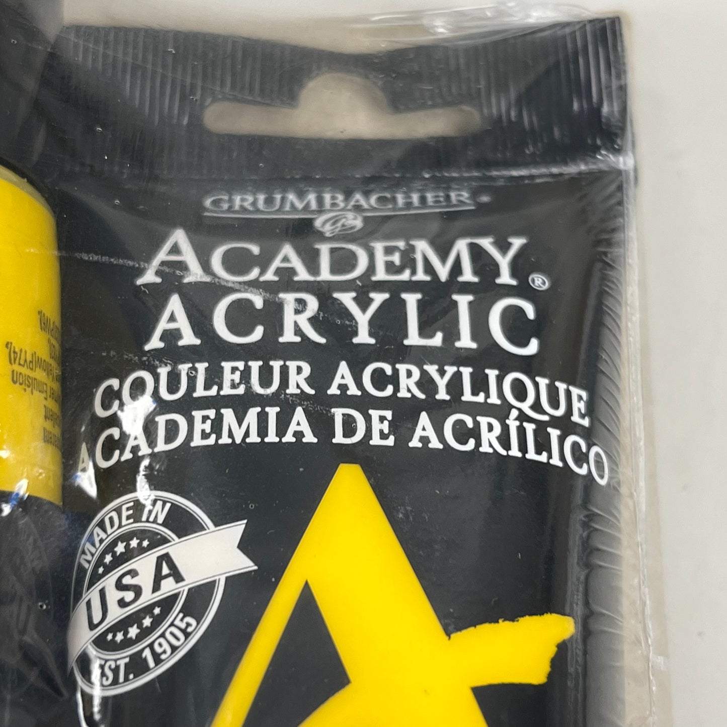 GRUMBACHER 3-PACK! Academy Acrylic Cadmium Yellow Medium Hue 2.5 fl oz / 75 ml C034P (New)