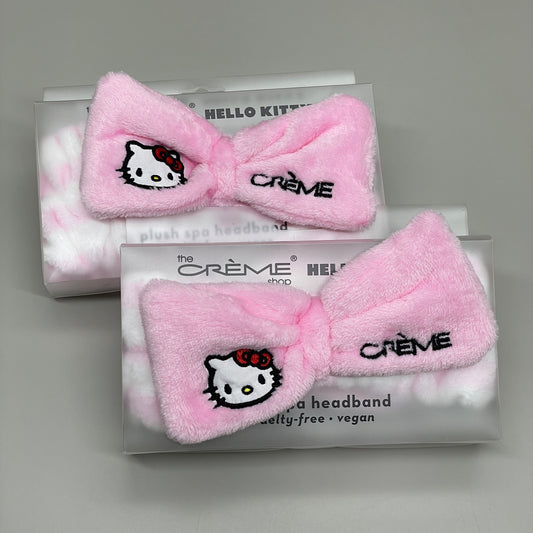 THE CRÈME SHOP (2 PACK) Sanrio Hello Kitty Plush Spa Headband Pink Stripe HKHBP6040