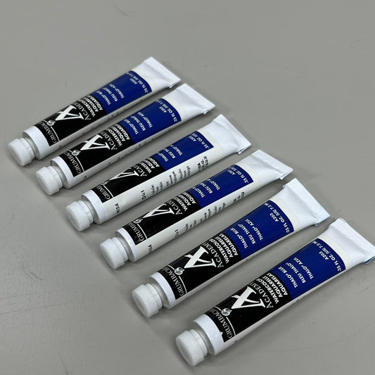GRUMBACHER 6-PACK! Academy Watercolor Paint Thalo Blue .25 fl oz / 7.5 ml A203 (New)