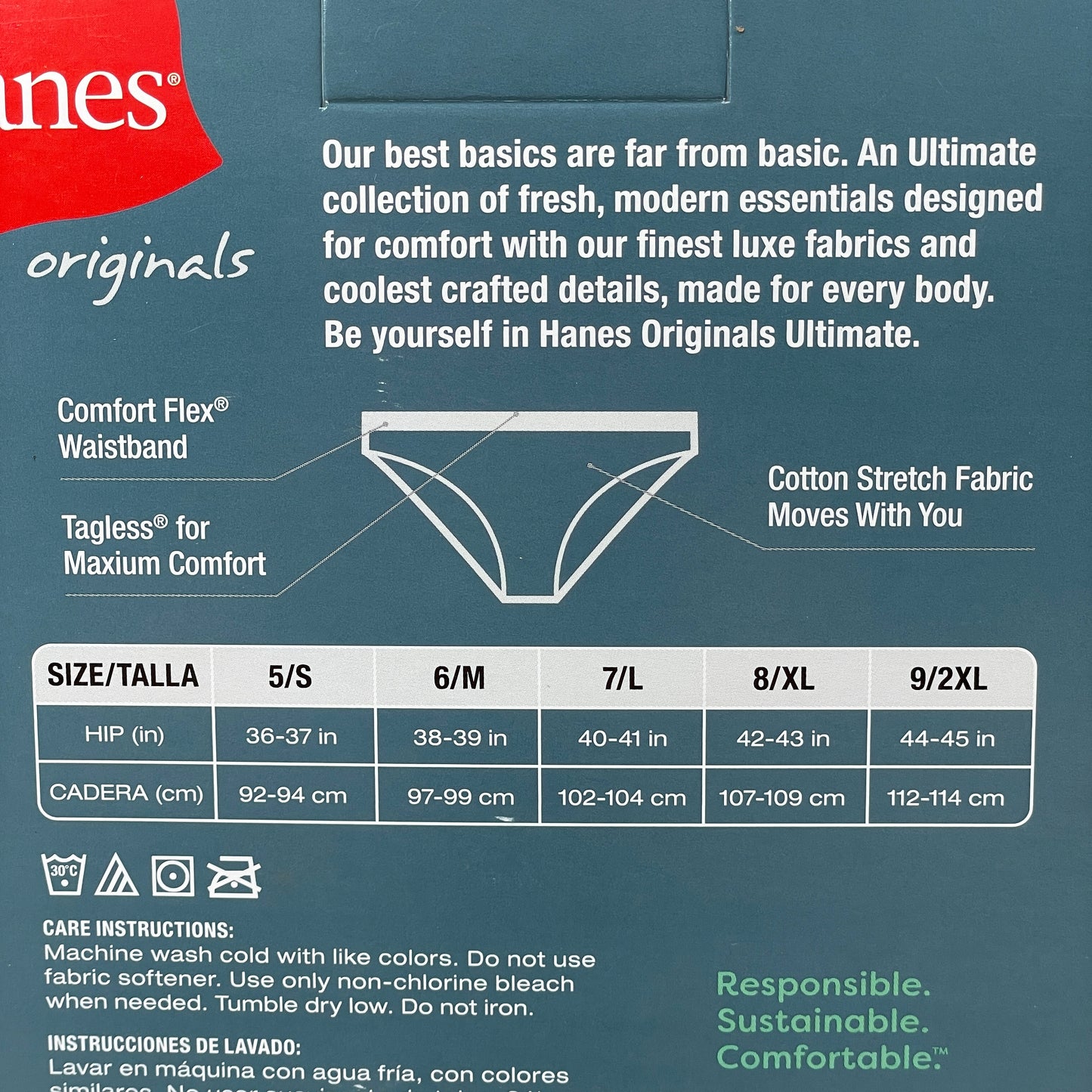 HANES 3 PACK!! Originals Women's Breathable Cotton Bikini Underwear Sz 7/L Blue/Buff/Pink 45UOBK