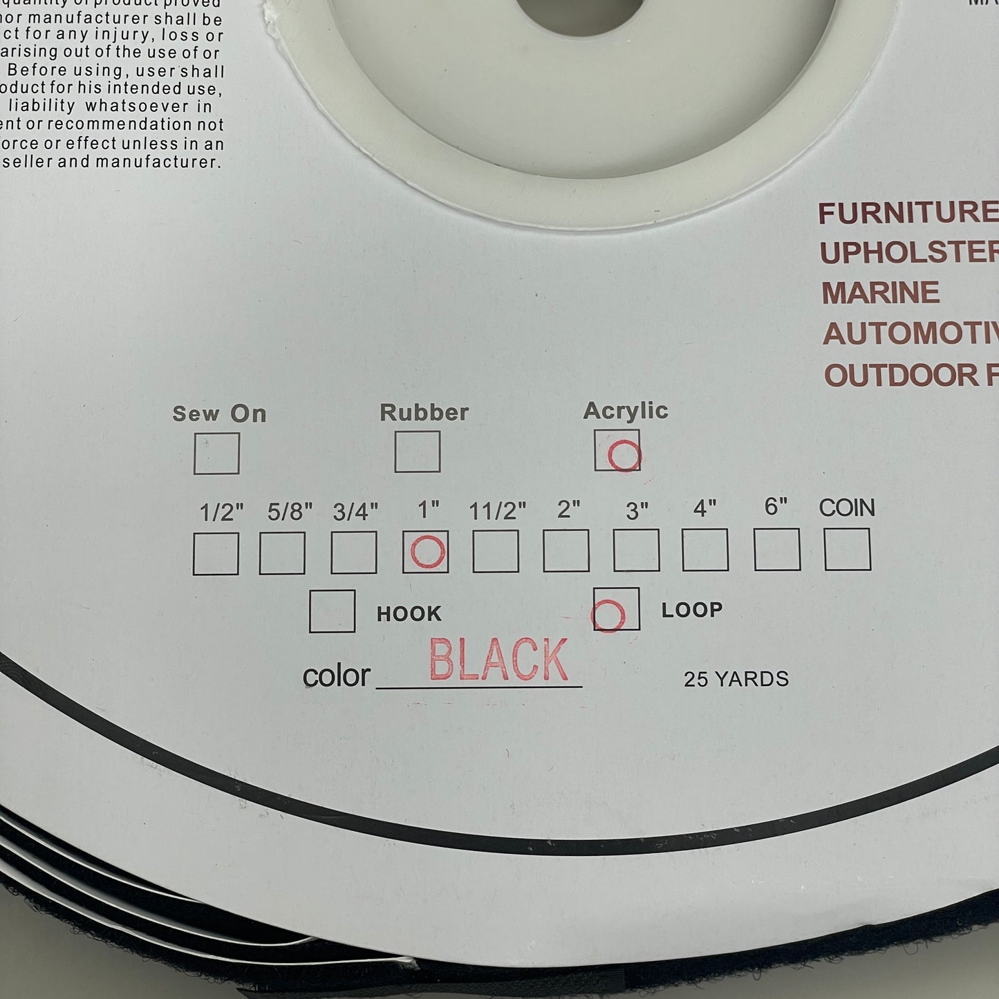 KEYSTON BROS 1" Pressure Sensitive Acrylic Based Adhesive Loop 25 yds Black KY1LBHT
