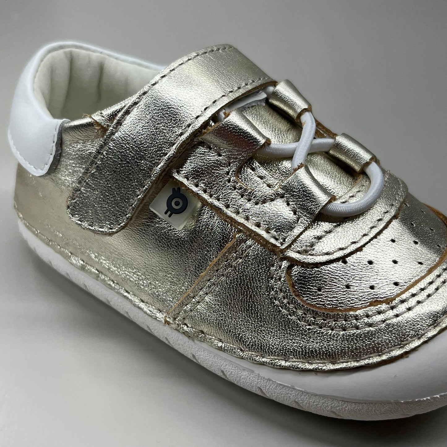 OLD SOLES Baby Rebel Pave Leather Shoe Sz 24 US 8 Gold/White #4090